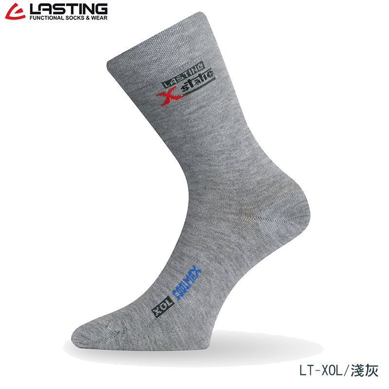 LASTING 捷克 X-STATIC中筒襪 淺灰 黑 運動襪 休閒襪 透氣 LT-XOL 歐都納總代理