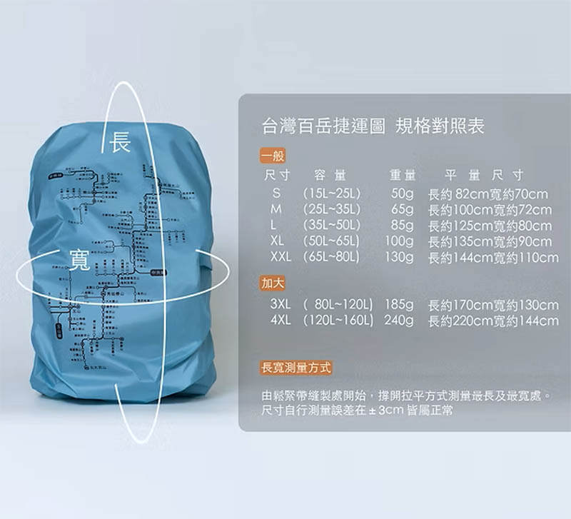 THE PEAK 德比客 台灣百岳地圖背包套 捷運圖 多色 M L 登山背包防雨罩 另有中文版 英文版可選