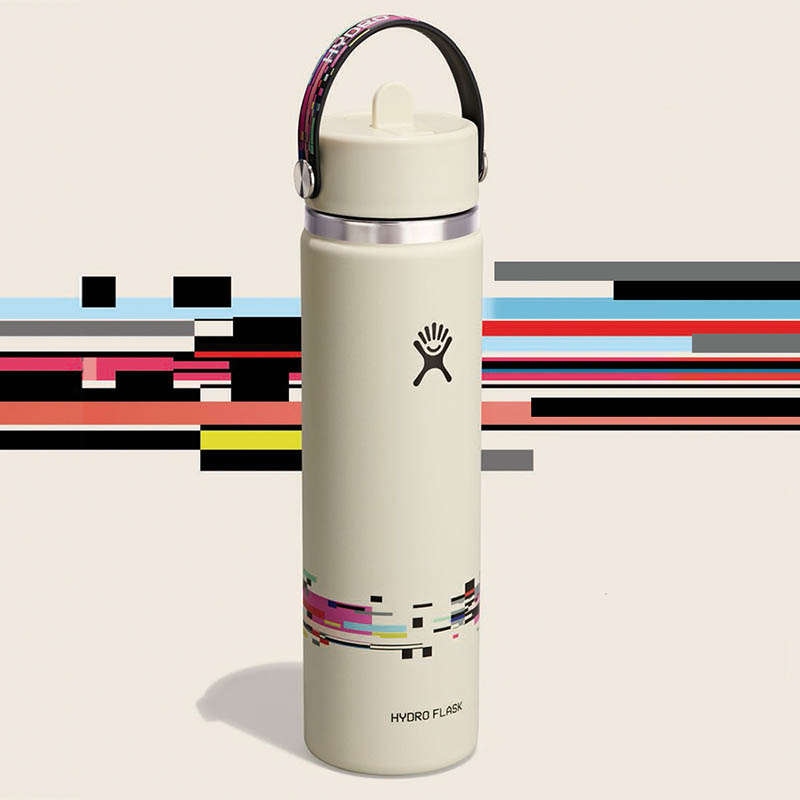 Hydro Flask 美國 BTS 24oz/709ml 寬口吸管真空保溫瓶 像素白 數位黑 HFLE26-W24
