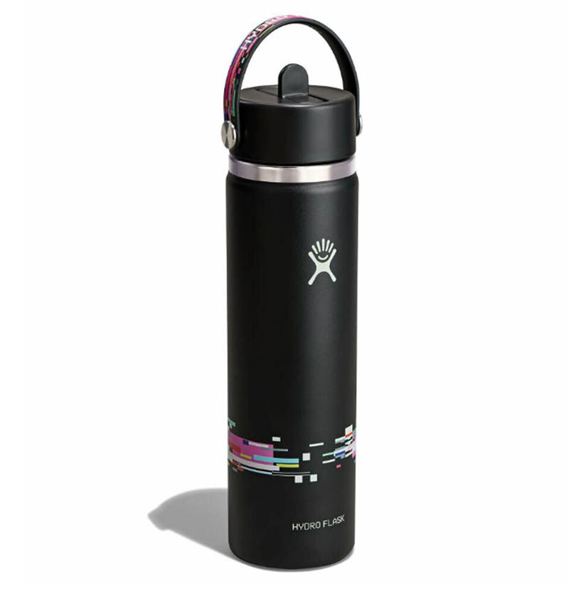 Hydro Flask 美國 BTS 24oz/709ml 寬口吸管真空保溫瓶 像素白 數位黑 HFLE26-W24