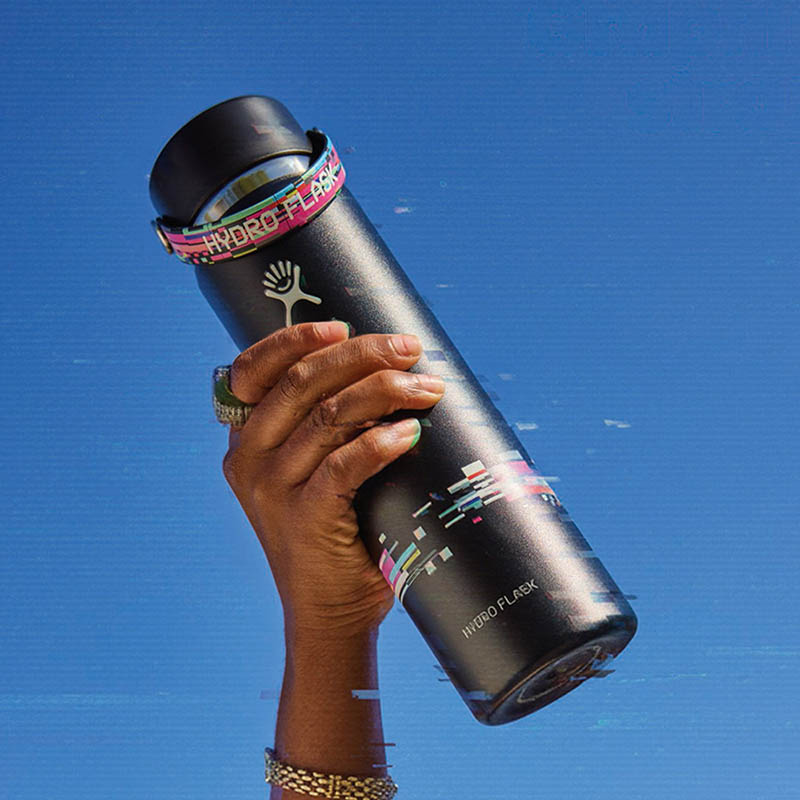 Hydro Flask 美國 BTS 24oz/709ml 寬口吸管真空保溫瓶 像素白 數位黑 HFLE26-W24