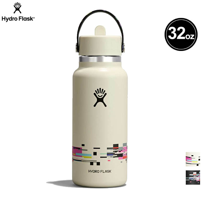 Hydro Flask 美國 BTS 32oz/946ml 寬口吸管真空保溫瓶 像素白 數位黑 HFLE26-W32