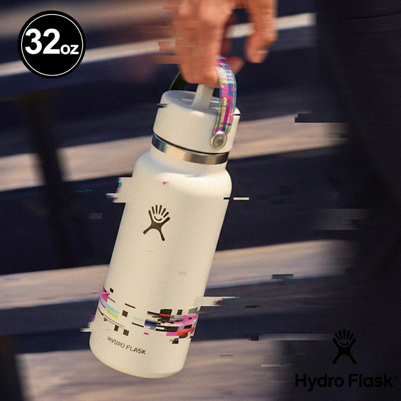 Hydro Flask 美國 BTS 32oz/946ml 寬口吸管真空保溫瓶 像素白 數位黑 HFLE26-W32
