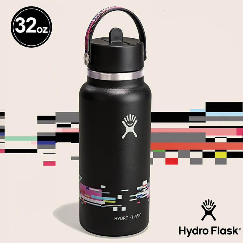 Hydro Flask 美國 BTS 32oz/946ml 寬口吸管真空保溫瓶 像素白 數位黑 HFLE26-W32
