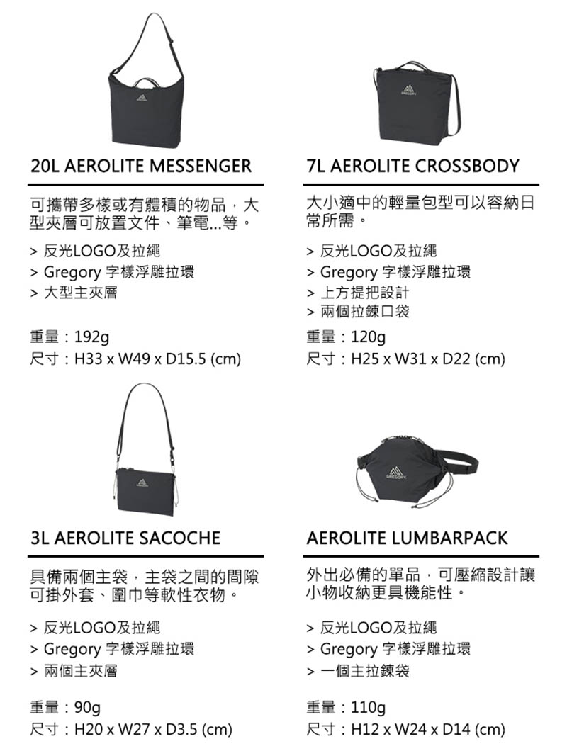 GREGORY 美國 20L AL MESSENGER 輕量斜背包 黑 GG158802-1041